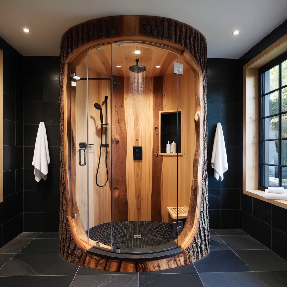 Connect with the Outdoors: Experience the Rustic Charm of Tree Trunk Showers