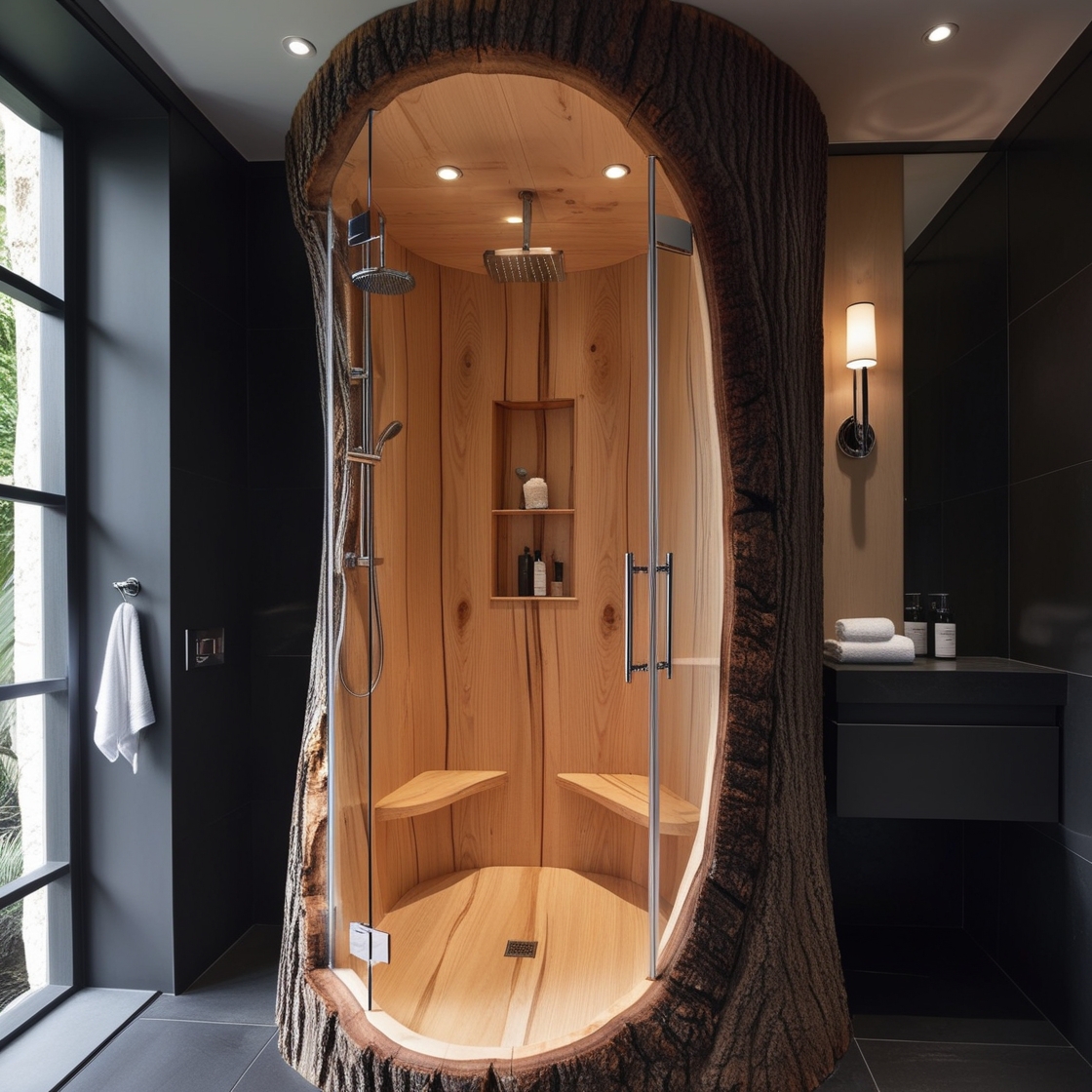 Connect with the Outdoors: Experience the Rustic Charm of Tree Trunk Showers