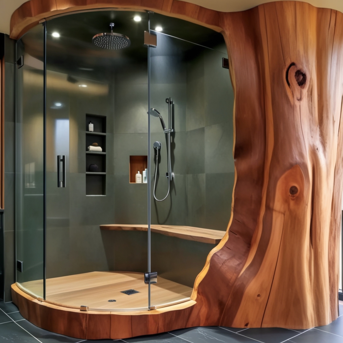 Connect with the Outdoors: Experience the Rustic Charm of Tree Trunk Showers