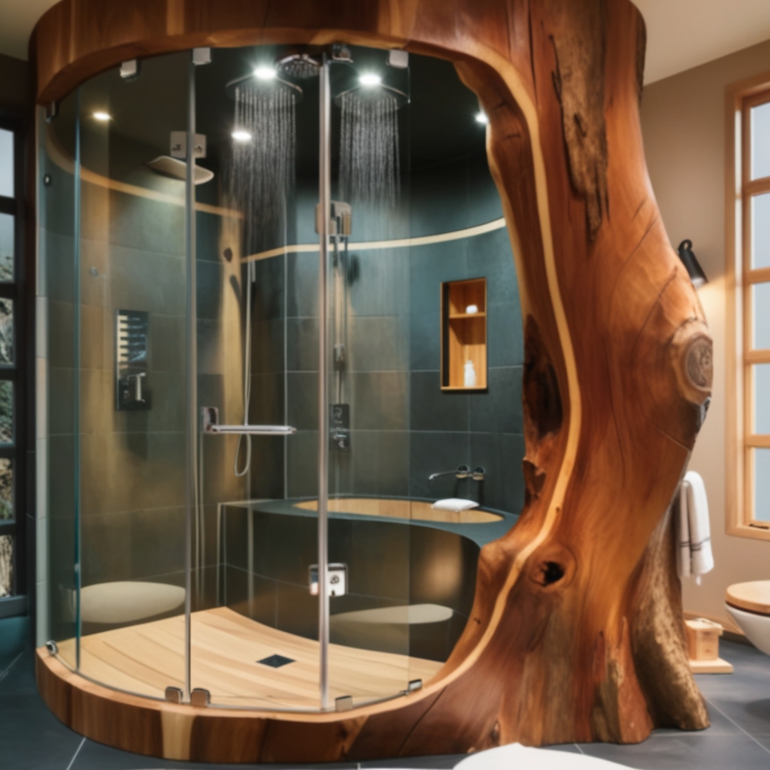 Connect with the Outdoors: Experience the Rustic Charm of Tree Trunk Showers