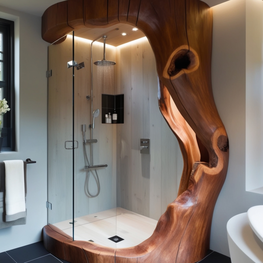 Connect with the Outdoors: Experience the Rustic Charm of Tree Trunk Showers