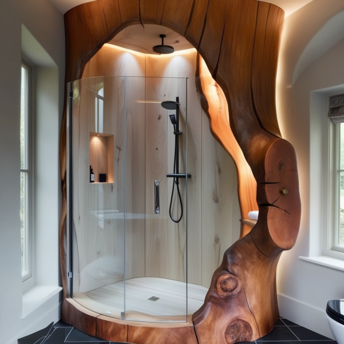 Connect with the Outdoors: Experience the Rustic Charm of Tree Trunk Showers