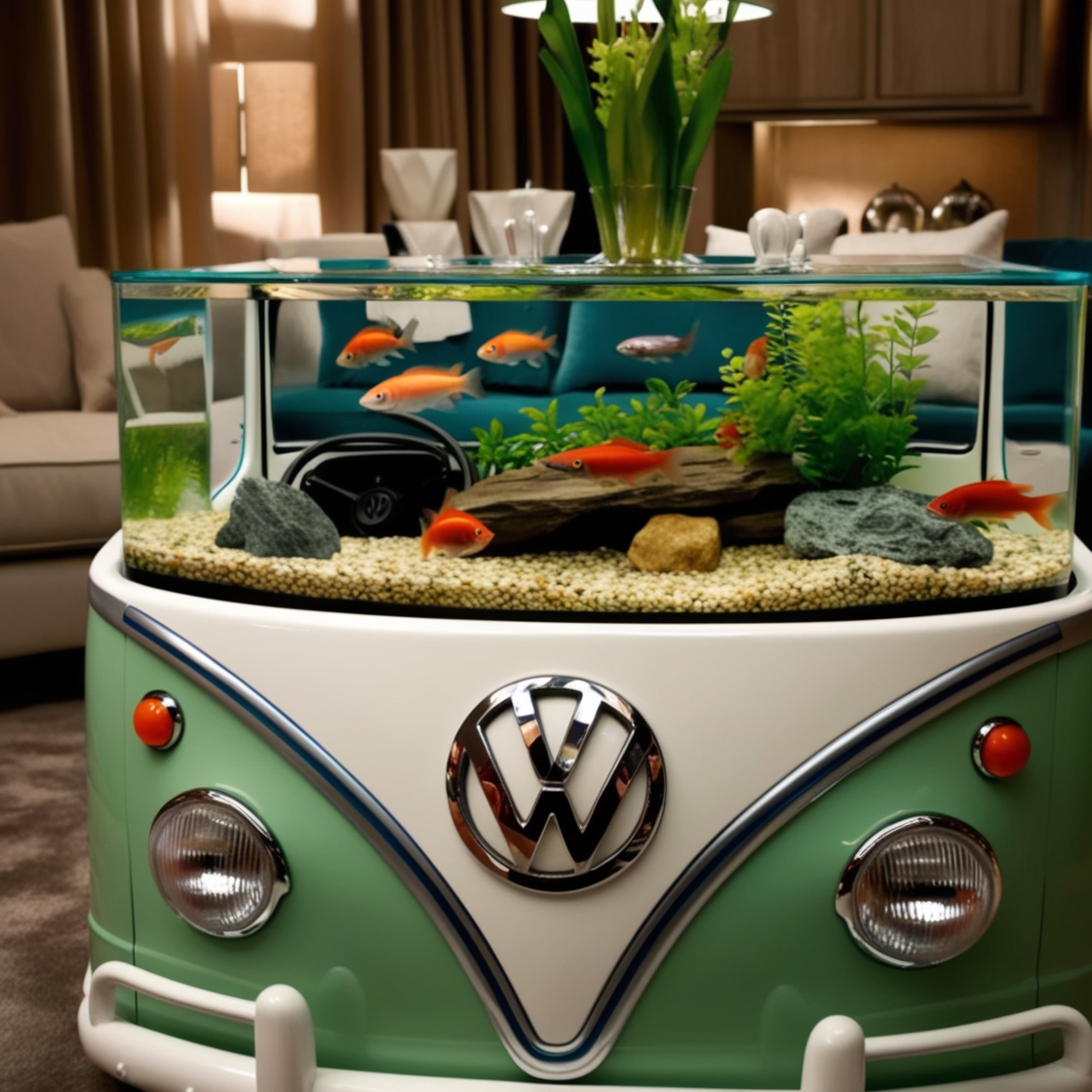 Revive Retro Vibes: VW Bus Aquarium Coffee Table for Vintage Charm