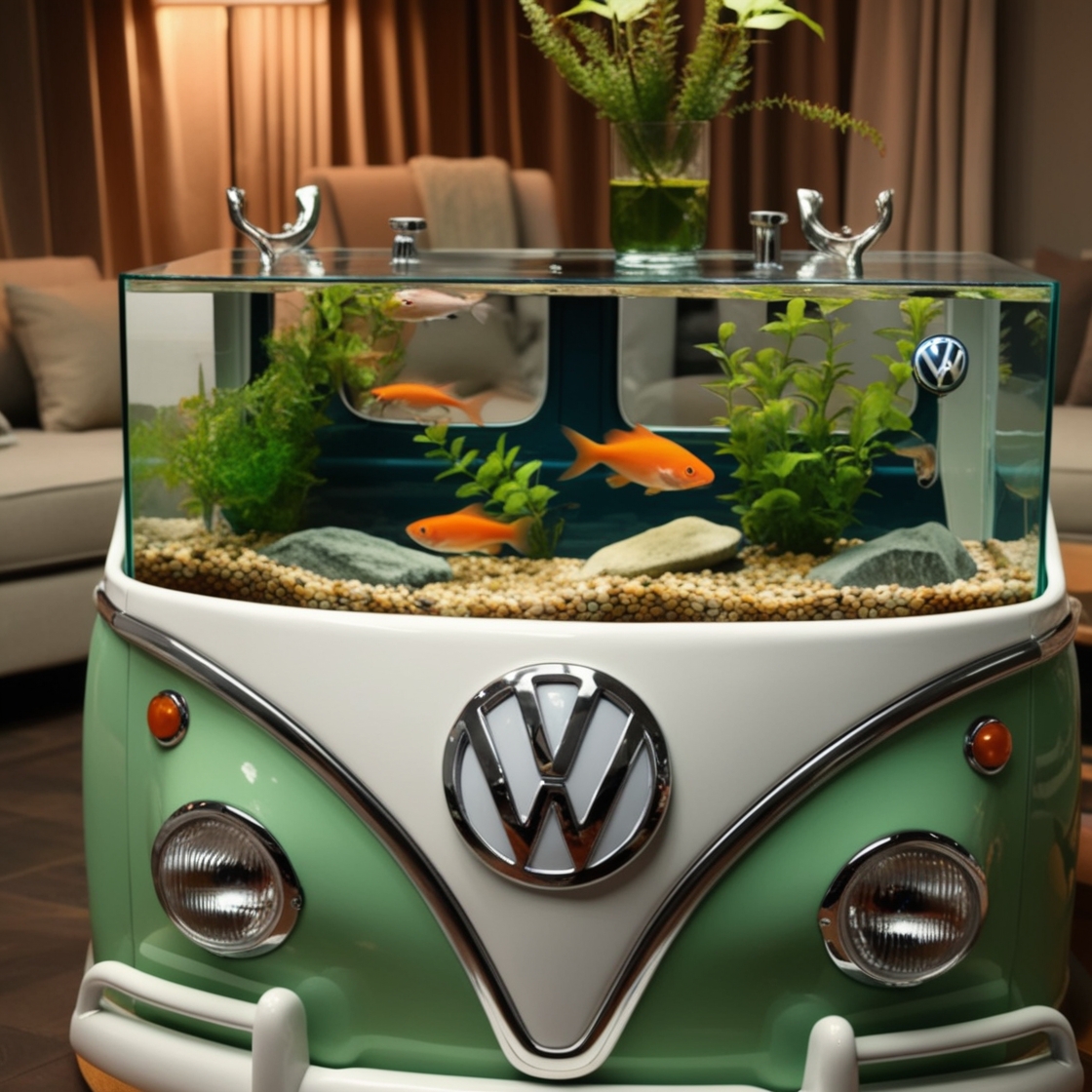 Revive Retro Vibes: VW Bus Aquarium Coffee Table for Vintage Charm