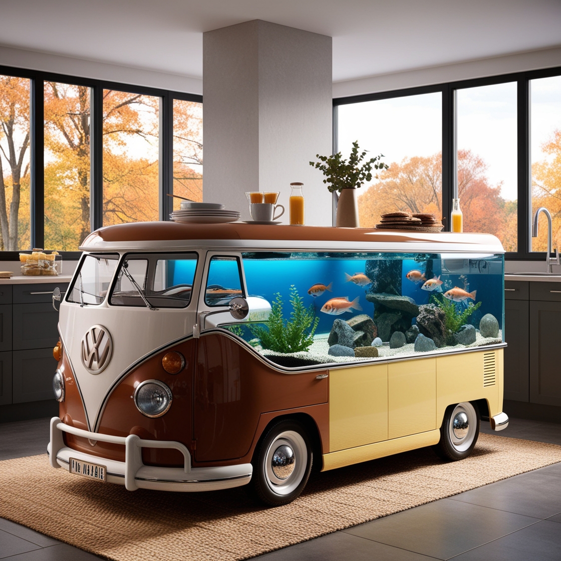 Transform Your Cooking Space: The VW Bus Aquarium Kitchen Island as a Unique Culinary Centerpiece