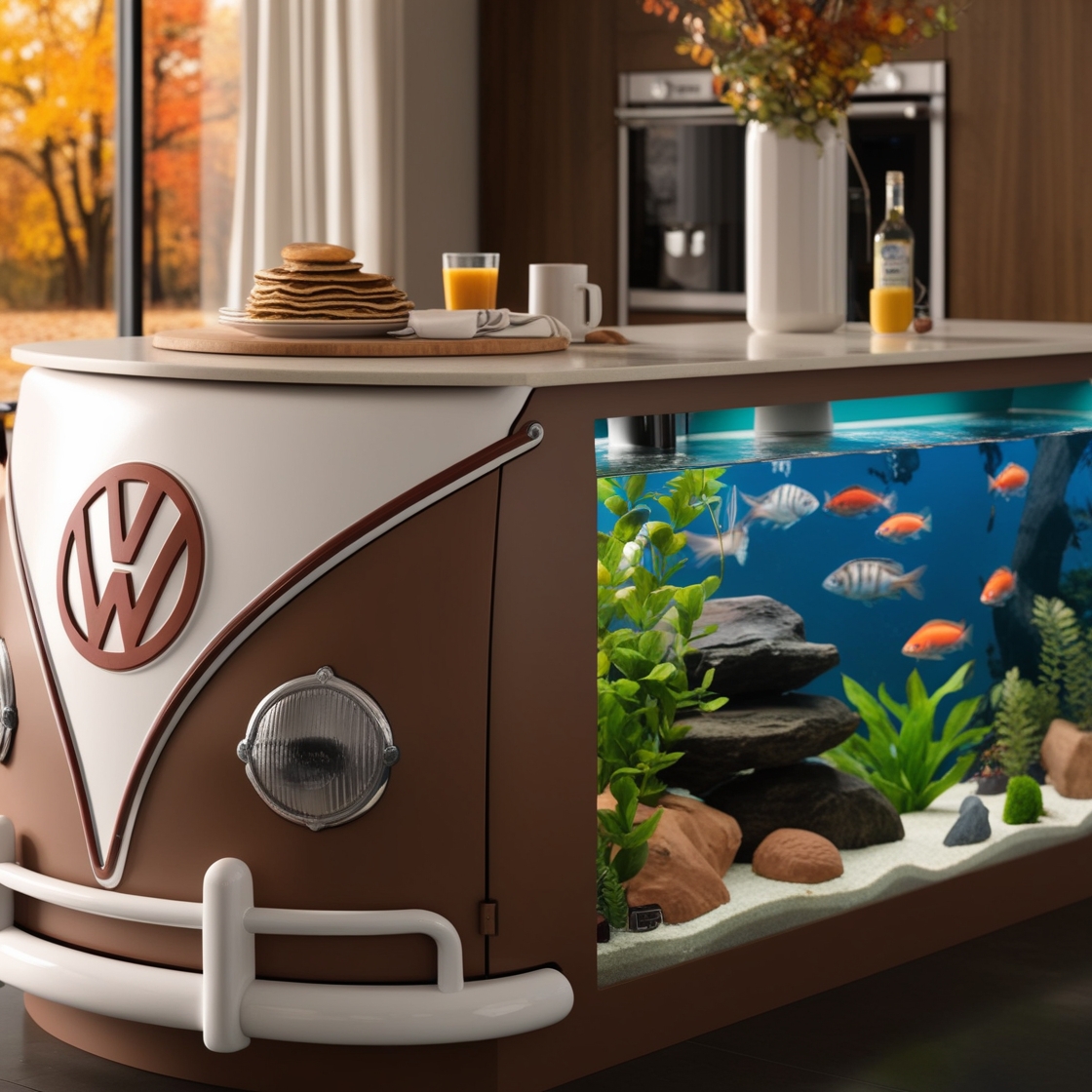 Transform Your Cooking Space: The VW Bus Aquarium Kitchen Island as a Unique Culinary Centerpiece