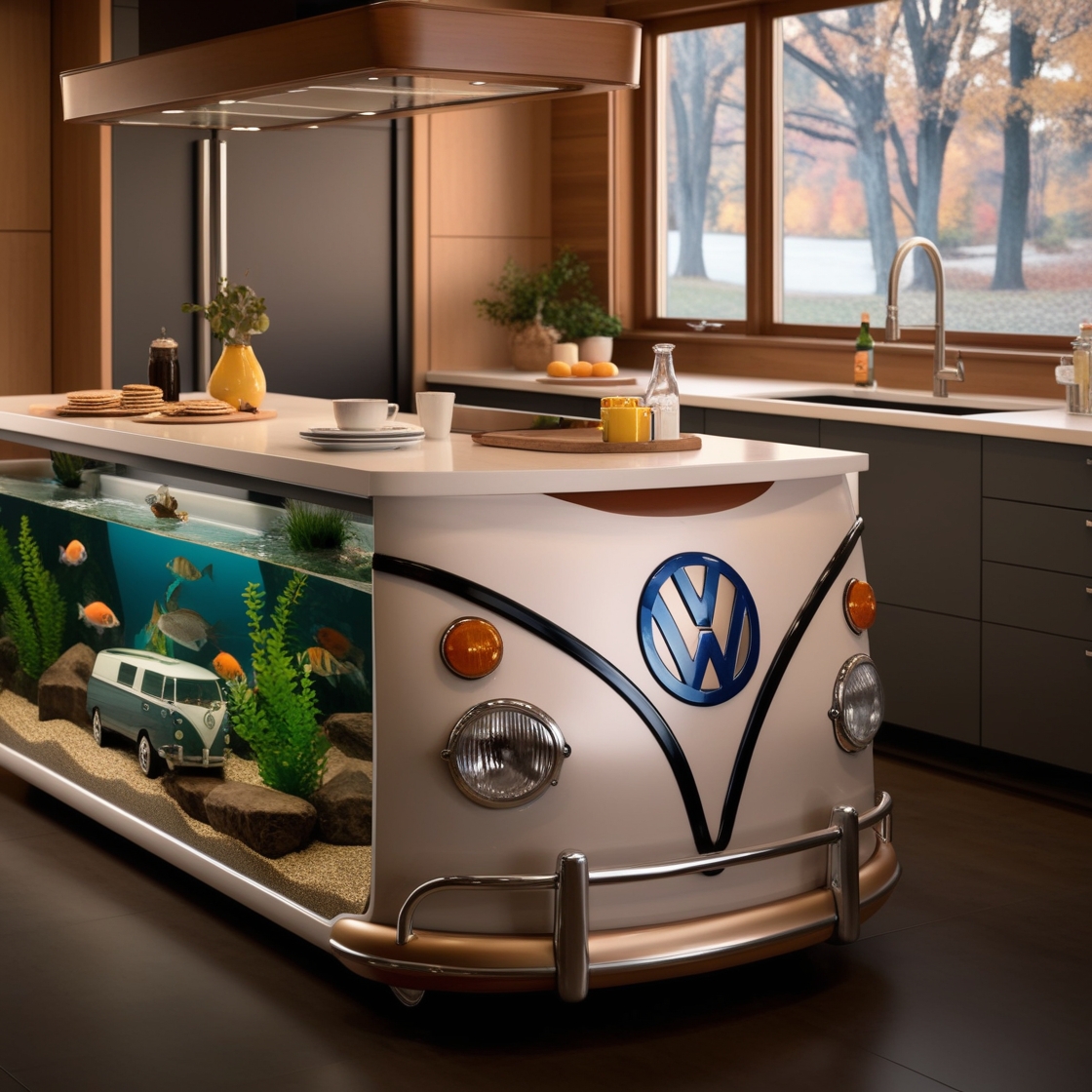 Transform Your Cooking Space: The VW Bus Aquarium Kitchen Island as a Unique Culinary Centerpiece