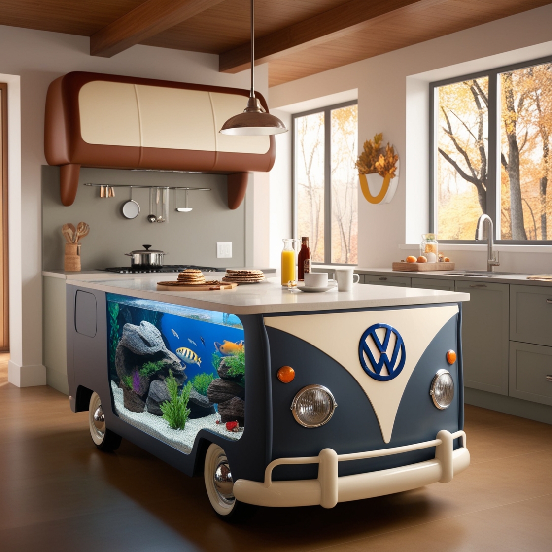 Transform Your Cooking Space: The VW Bus Aquarium Kitchen Island as a Unique Culinary Centerpiece