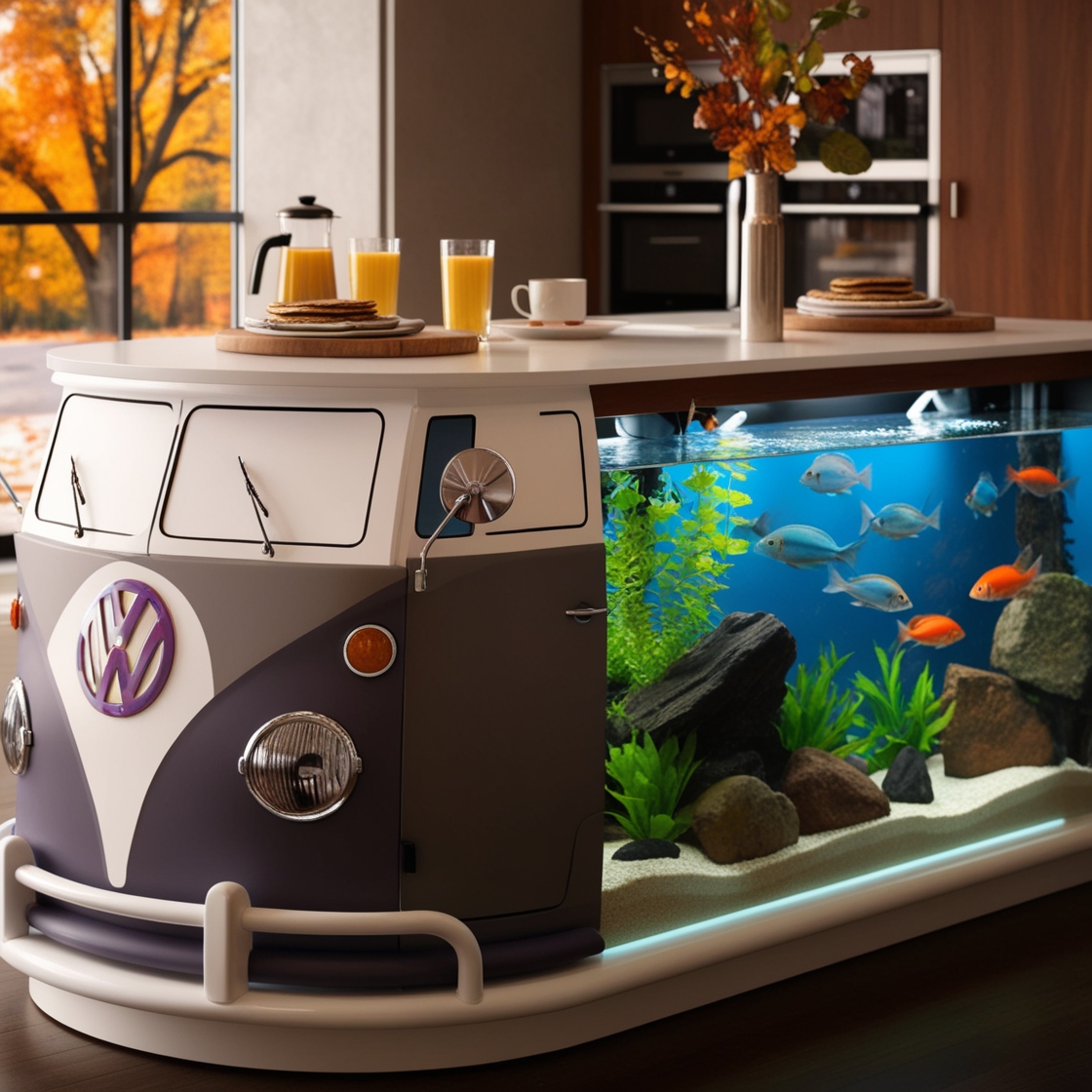 Transform Your Cooking Space: The VW Bus Aquarium Kitchen Island as a Unique Culinary Centerpiece