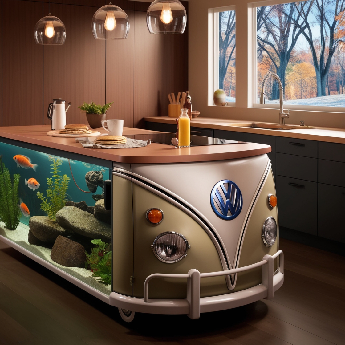 Transform Your Cooking Space: The VW Bus Aquarium Kitchen Island as a Unique Culinary Centerpiece