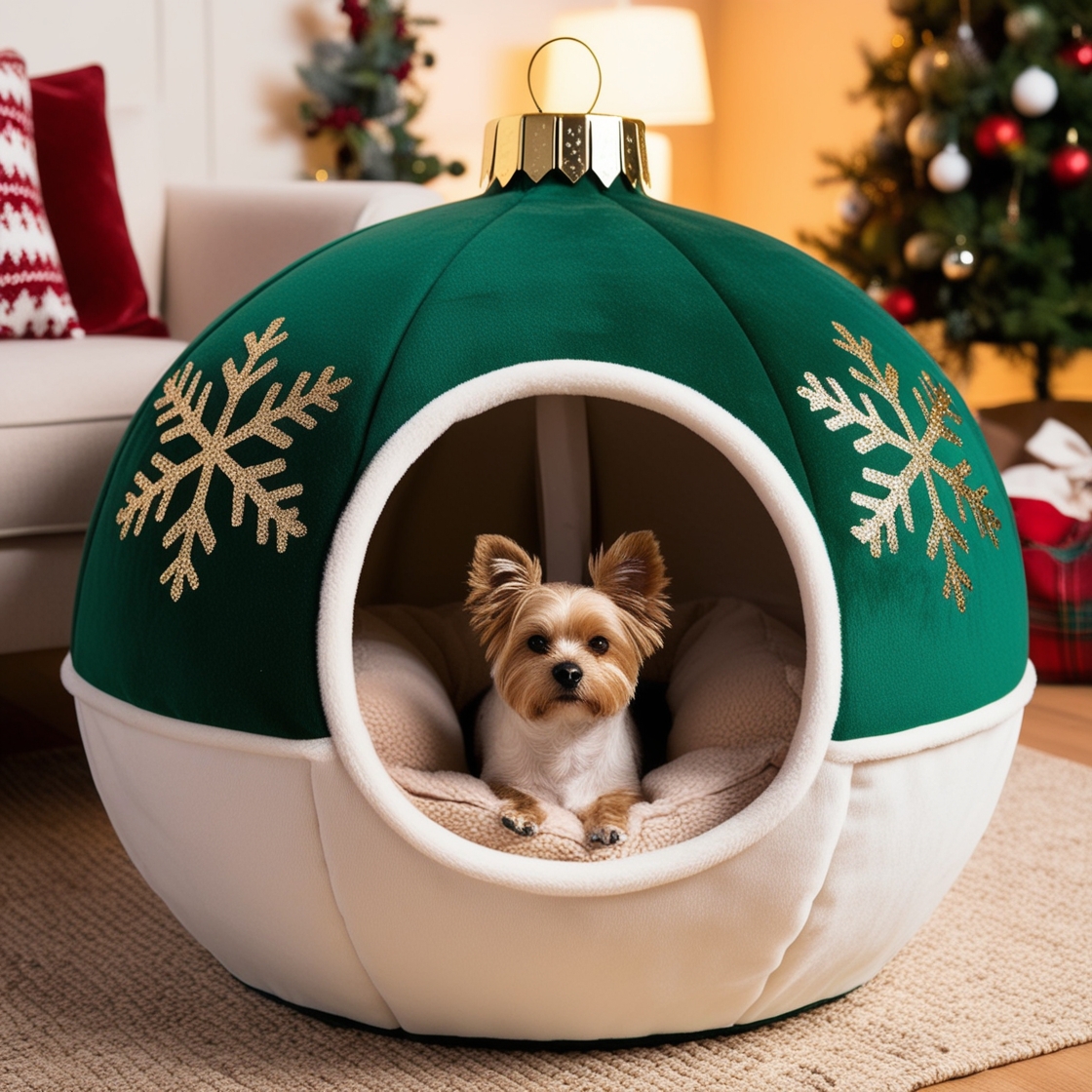 Celebrate the Holidays in Style: Cozy Christmas Bauble Pet Beds for Your Furry Friends