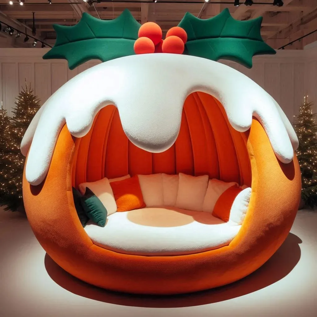 Indulge in Festive Comfort: Relax in a Giant Christmas Pudding Lounger