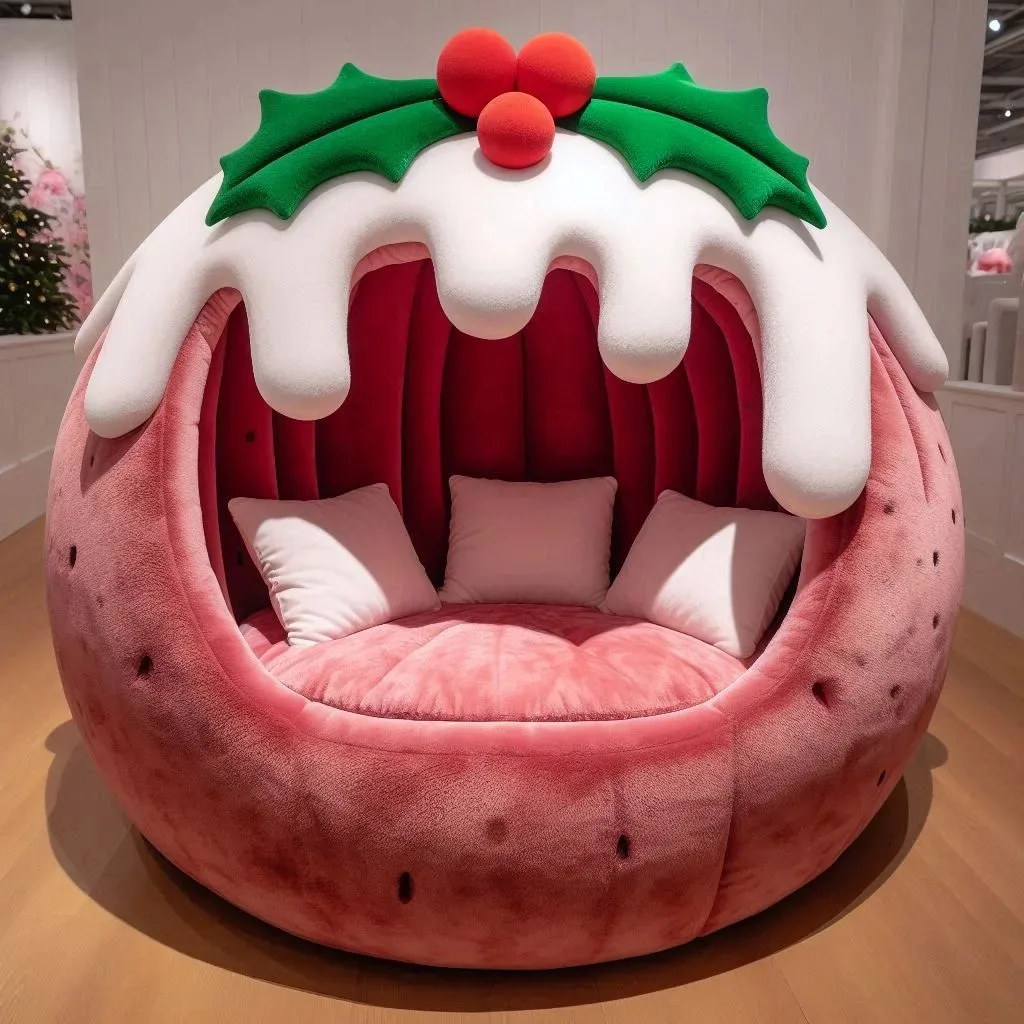 Indulge in Festive Comfort: Relax in a Giant Christmas Pudding Lounger