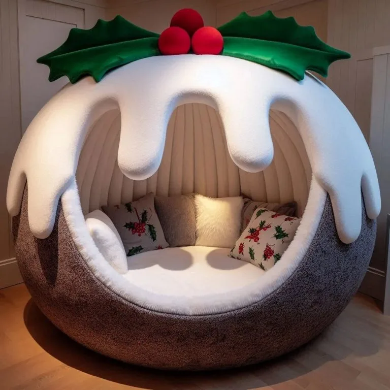 Indulge in Festive Comfort: Relax in a Giant Christmas Pudding Lounger