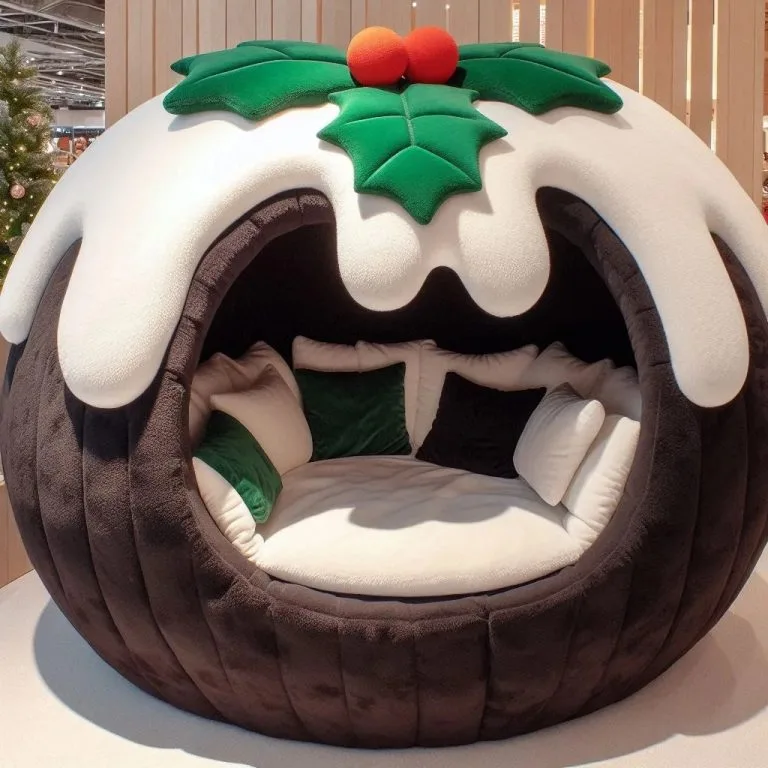 Indulge in Festive Comfort: Relax in a Giant Christmas Pudding Lounger