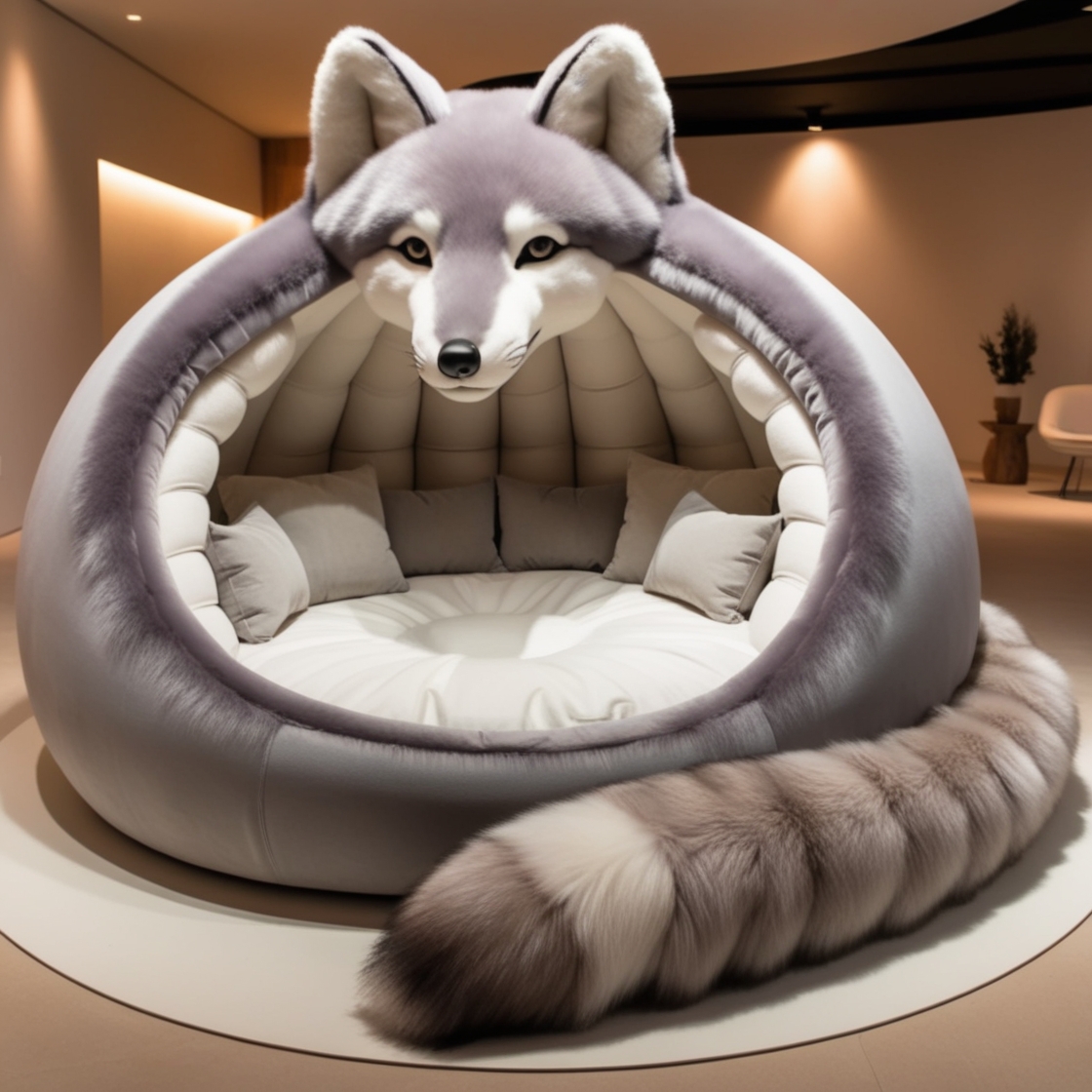 Embrace the Wilderness: Relax in the Giant Wolf Lounging Pod for Ultimate Comfort