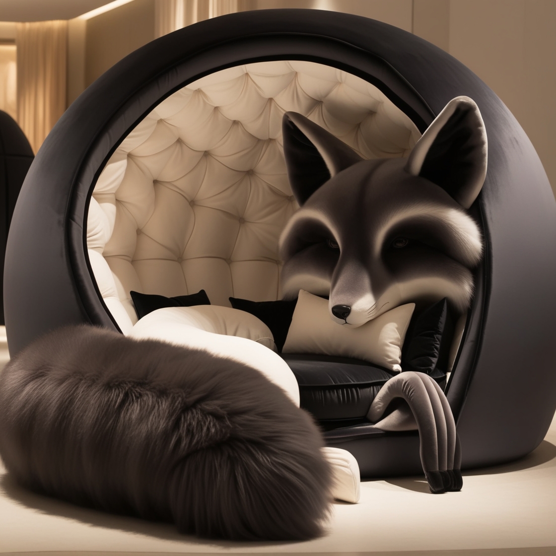 Embrace the Wilderness: Relax in the Giant Wolf Lounging Pod for Ultimate Comfort