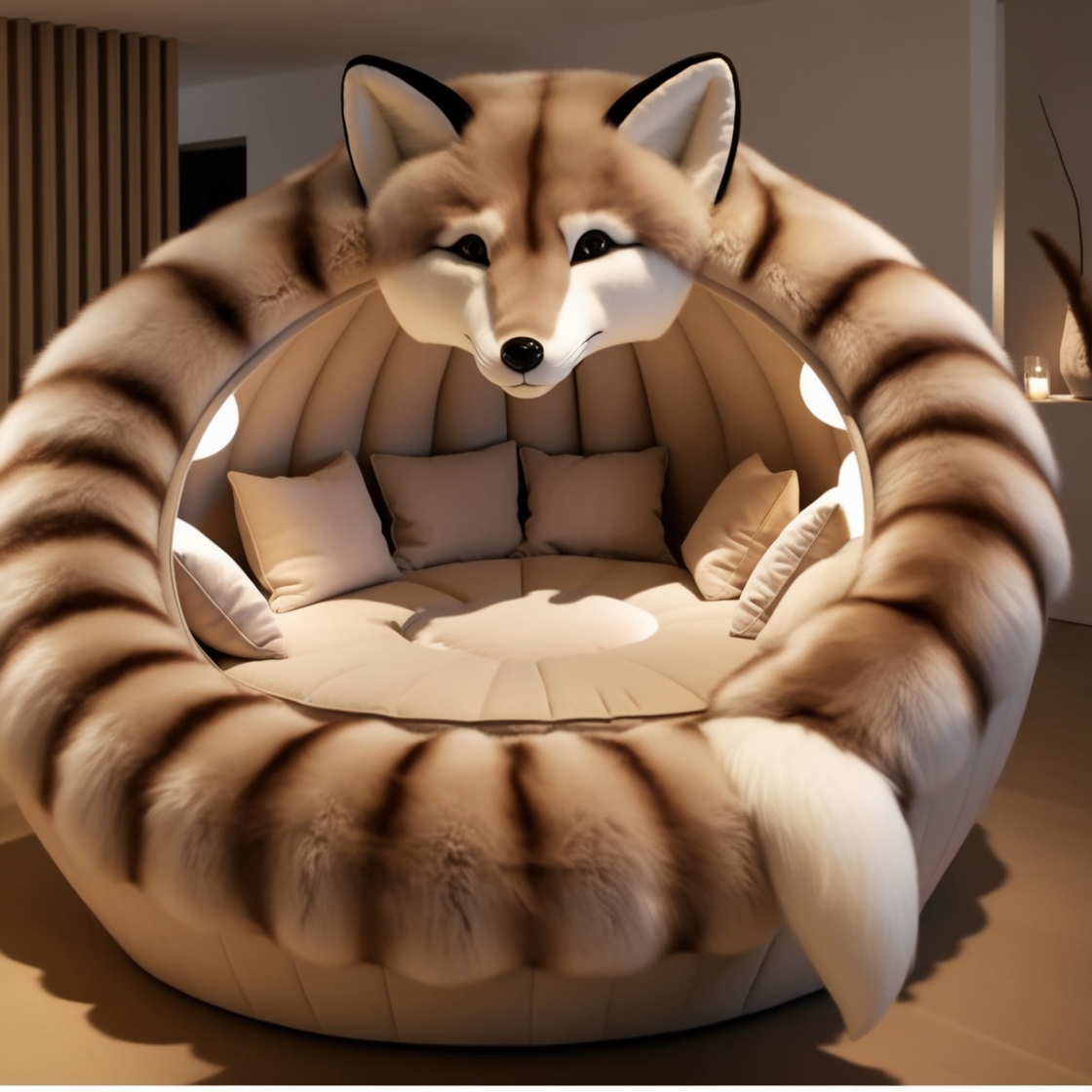 Embrace the Wilderness: Relax in the Giant Wolf Lounging Pod for Ultimate Comfort