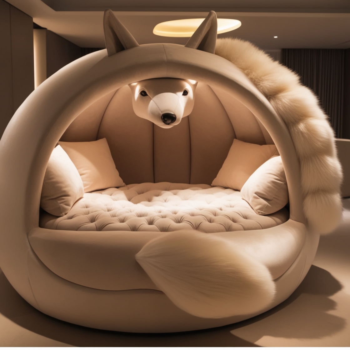 Embrace the Wilderness: Relax in the Giant Wolf Lounging Pod for Ultimate Comfort