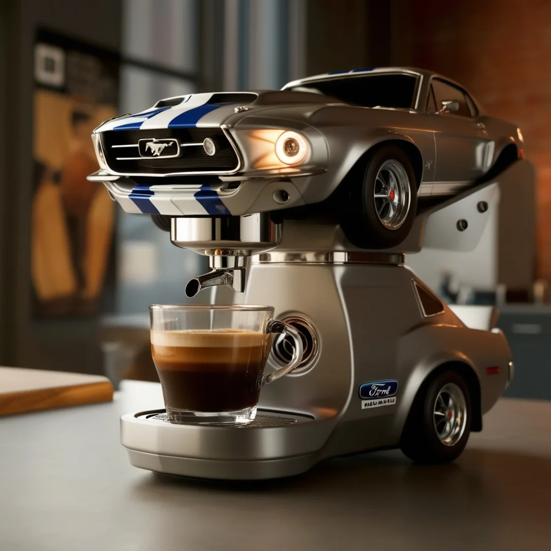 Rev Up Your Morning: The Mustang Inspired Coffee Maker for Car Enthusiasts