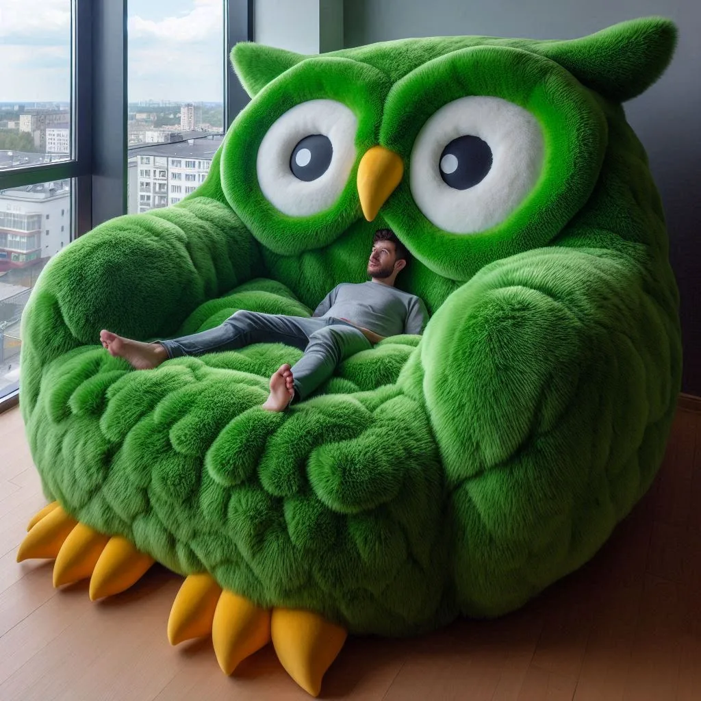 Relax in Wisdom and Warmth: The Elegance of Owl Fur Loungers