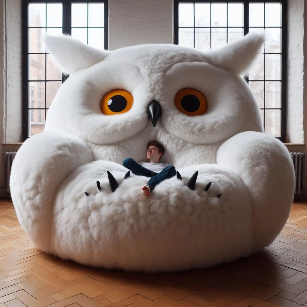 Relax in Wisdom and Warmth: The Elegance of Owl Fur Loungers