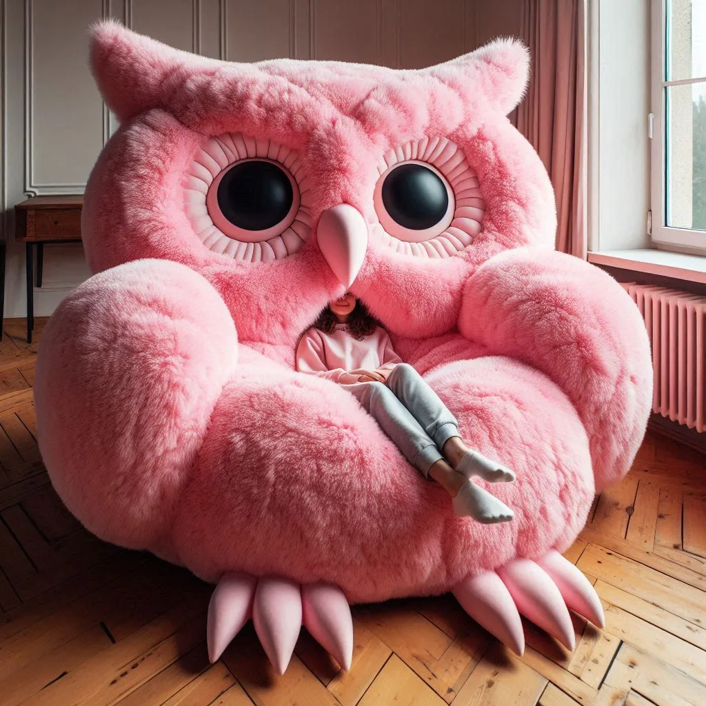 Relax in Wisdom and Warmth: The Elegance of Owl Fur Loungers