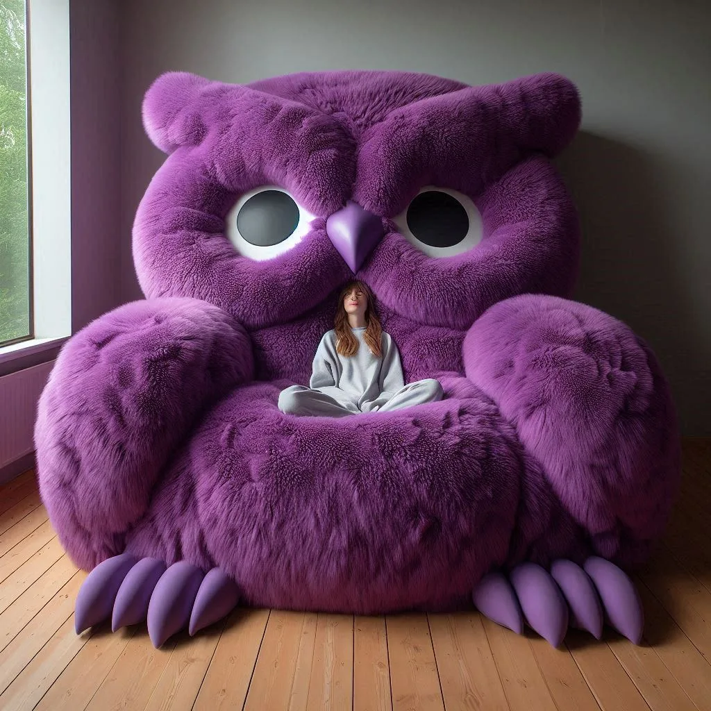 Relax in Wisdom and Warmth: The Elegance of Owl Fur Loungers