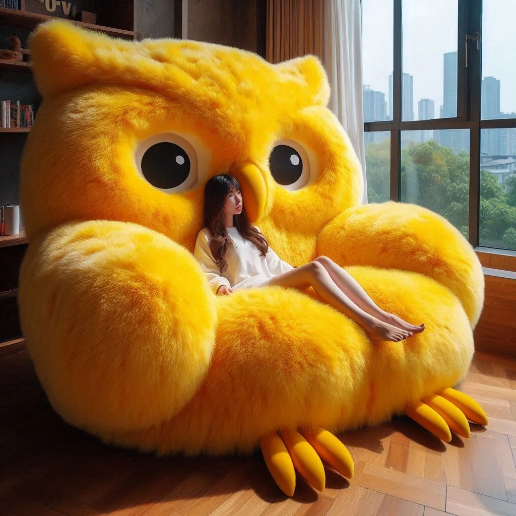 Relax in Wisdom and Warmth: The Elegance of Owl Fur Loungers