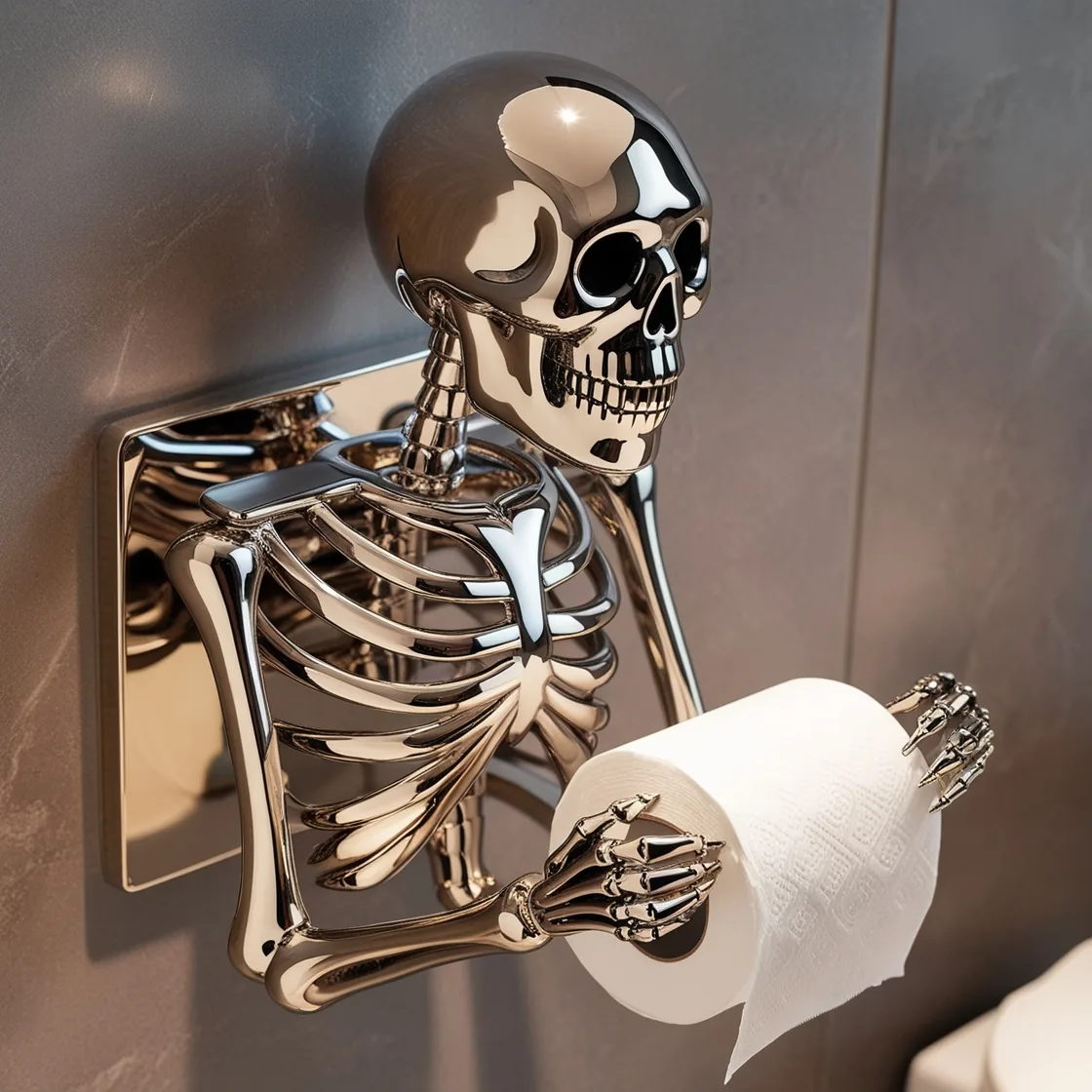 Skeleton-Shaped Toilet Paper Holder: A Spooky and Stylish Bathroom Upgrade