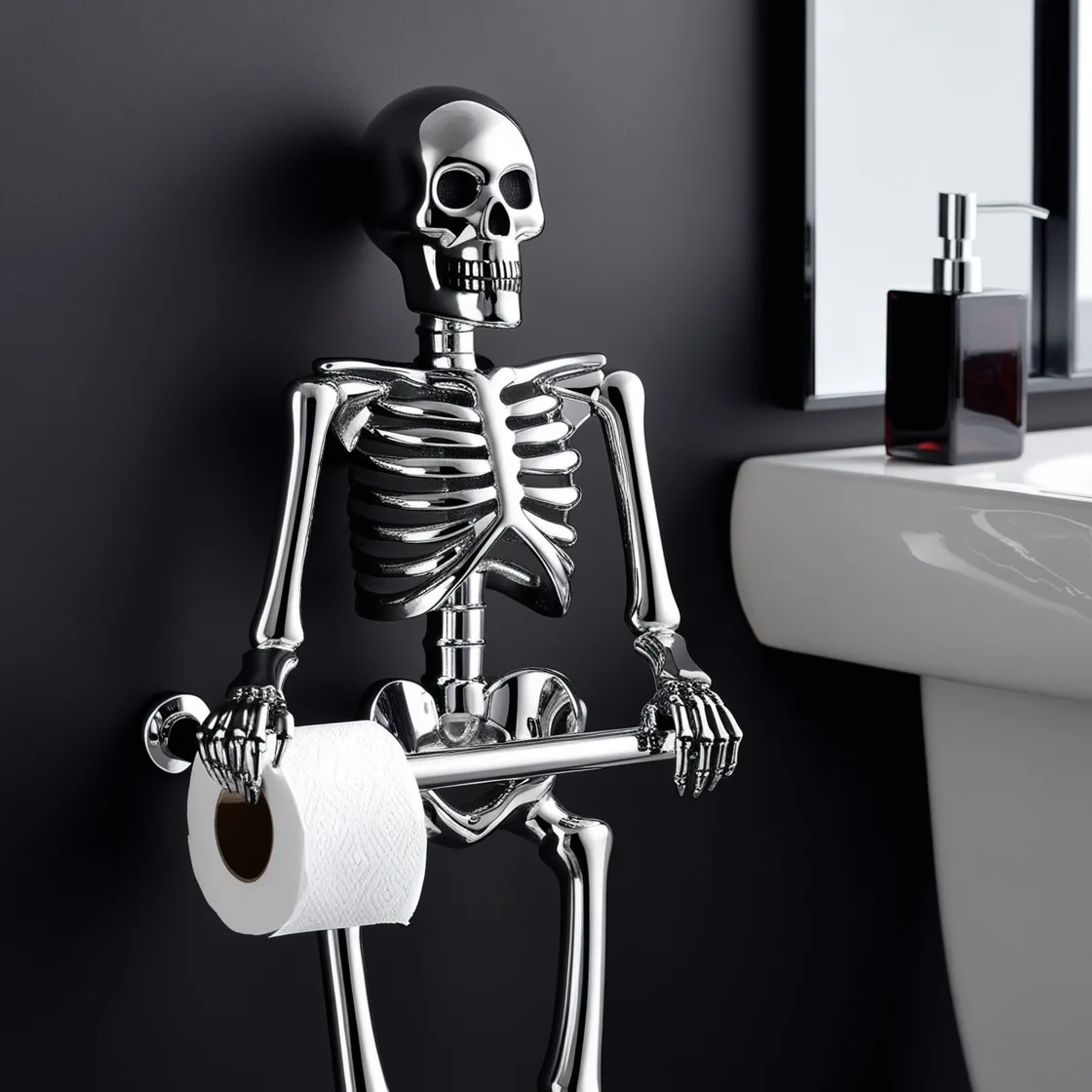 Skeleton-Shaped Toilet Paper Holder: A Spooky and Stylish Bathroom Upgrade