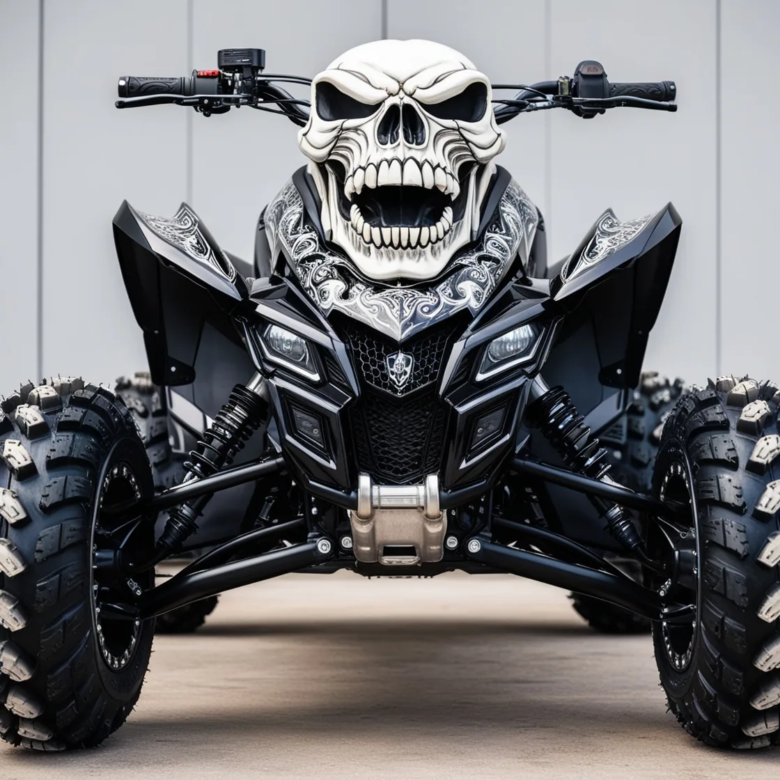 Unleash Your Bold Side: Experience the Thrill of a Skull-Themed Electric Quad Bike