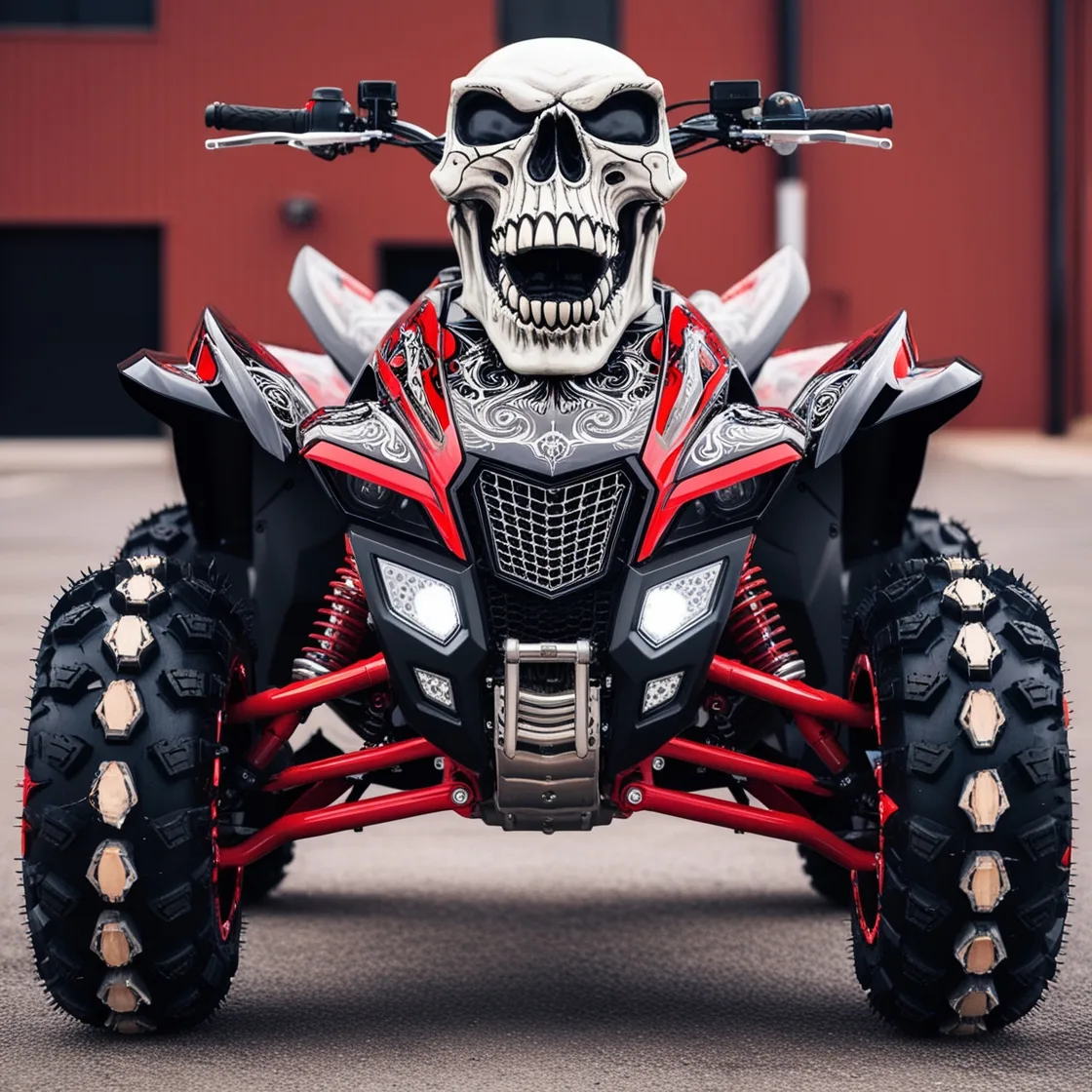 Unleash Your Bold Side: Experience the Thrill of a Skull-Themed Electric Quad Bike