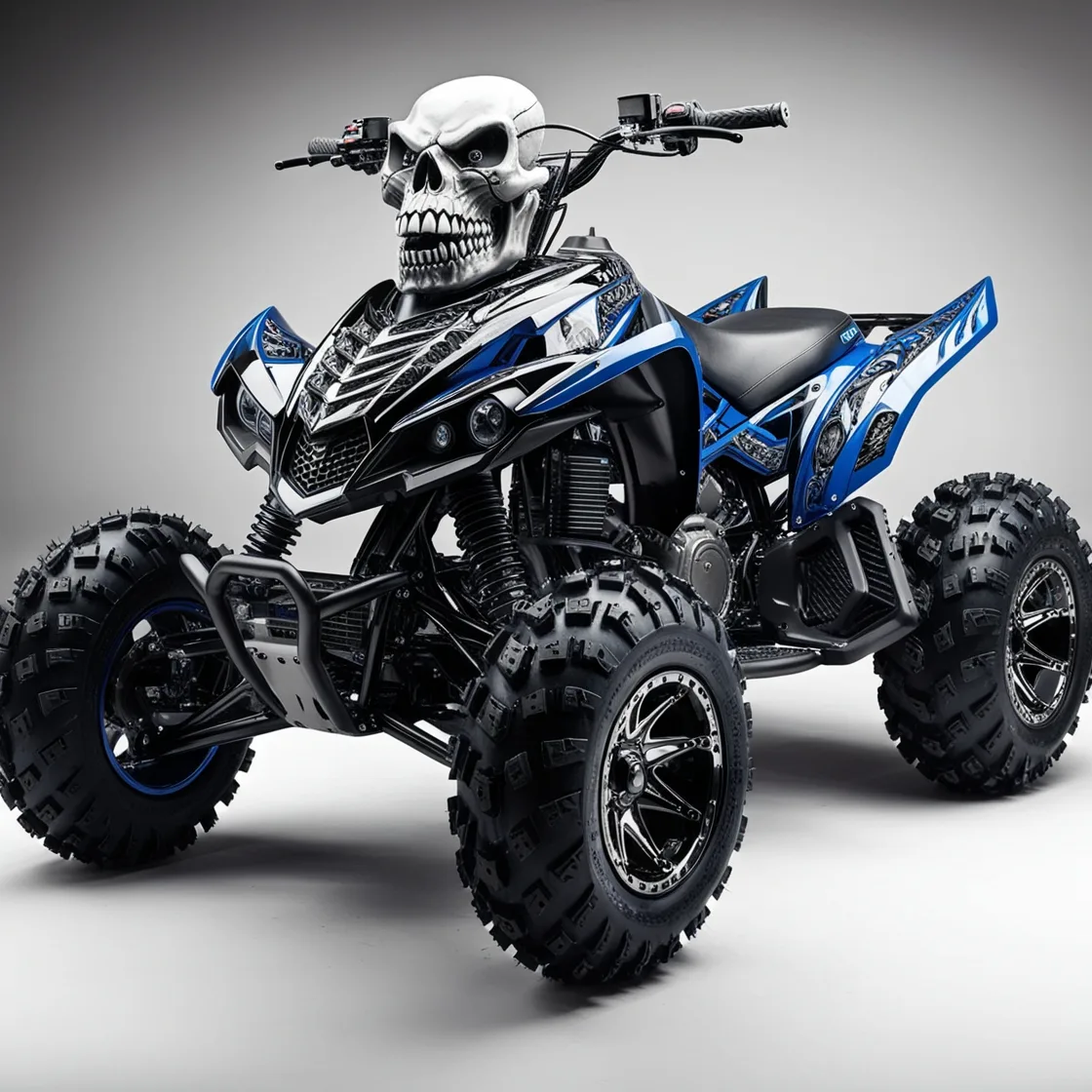 Unleash Your Bold Side: Experience the Thrill of a Skull-Themed Electric Quad Bike