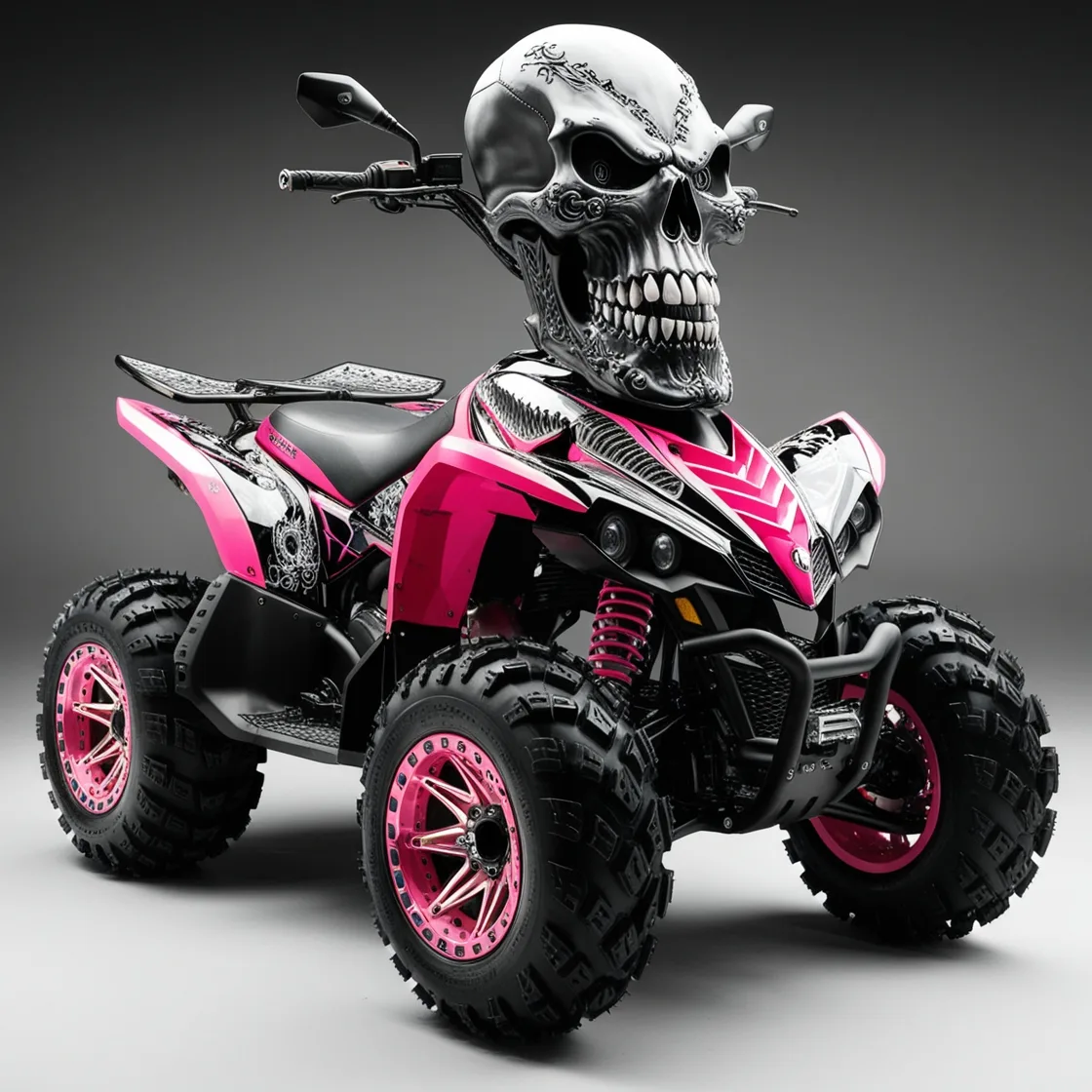 Unleash Your Bold Side: Experience the Thrill of a Skull-Themed Electric Quad Bike