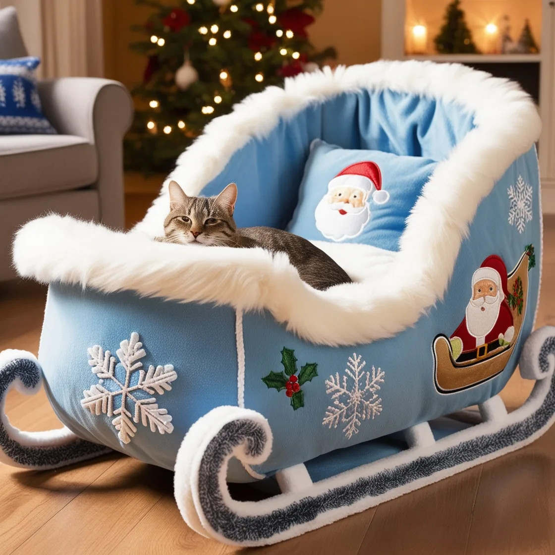 Sleigh Cat Beds: Cozy Comfort with a Touch of Winter Charm for Your Feline Friend