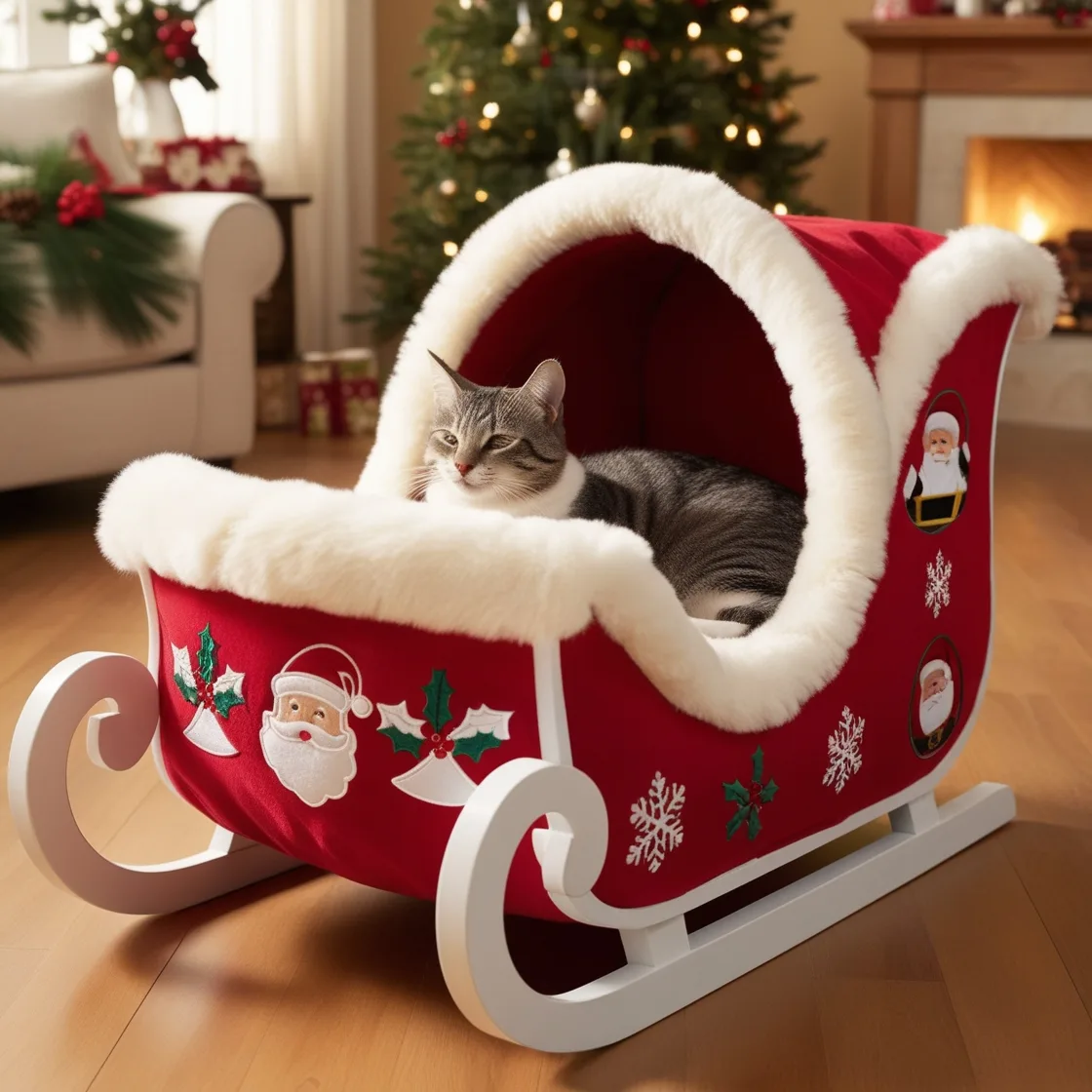 Sleigh Cat Beds: Cozy Comfort with a Touch of Winter Charm for Your Feline Friend