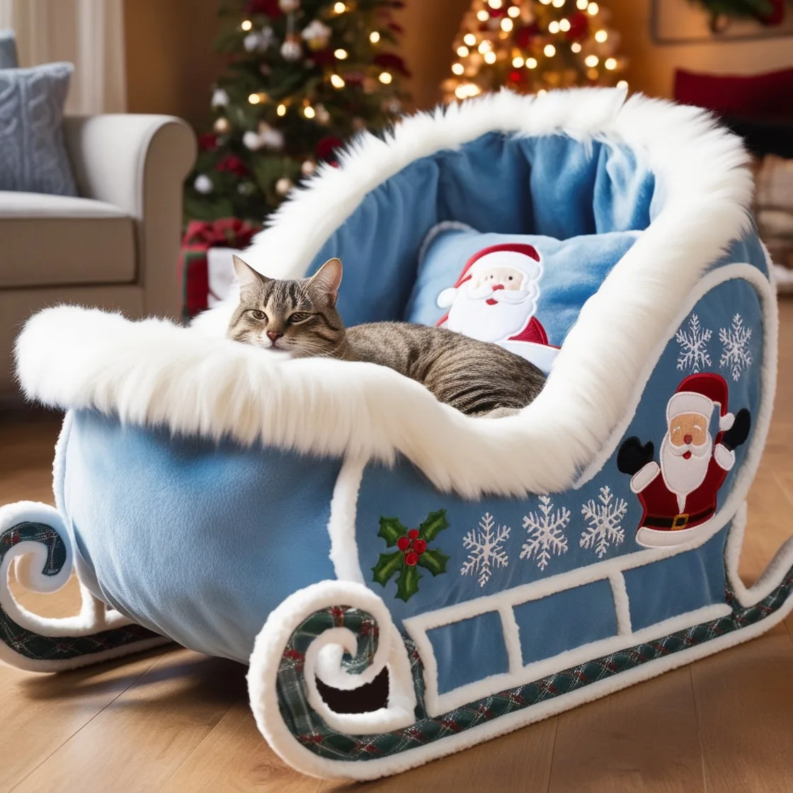 Sleigh Cat Beds: Cozy Comfort with a Touch of Winter Charm for Your Feline Friend