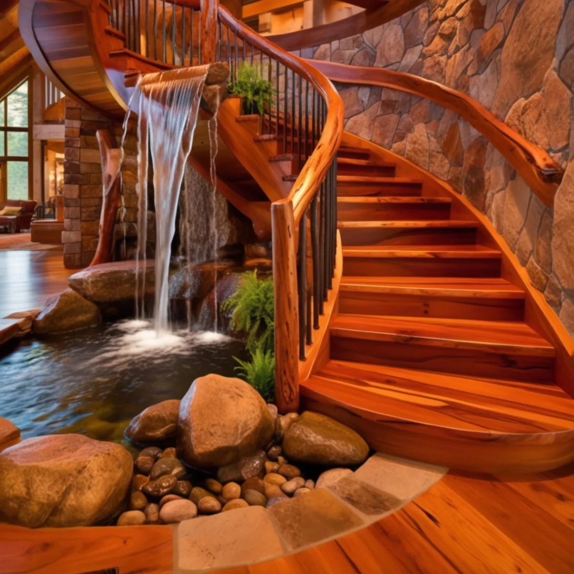 Flowing Elegance: Transform Your Space with a Stunning Waterfall Staircase