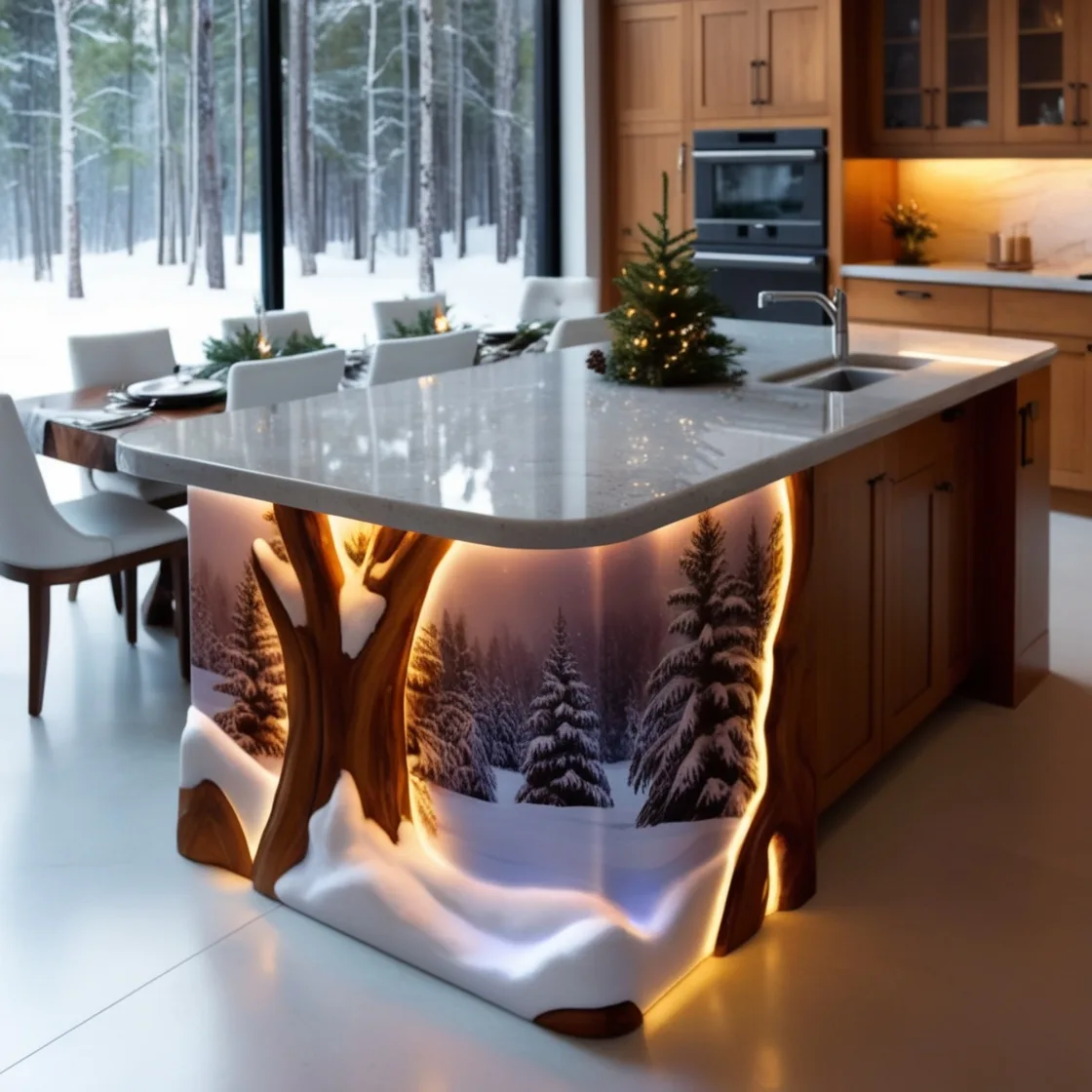 Winter Themed Kitchen Islands: Bringing Cozy Charm to Your Culinary Space