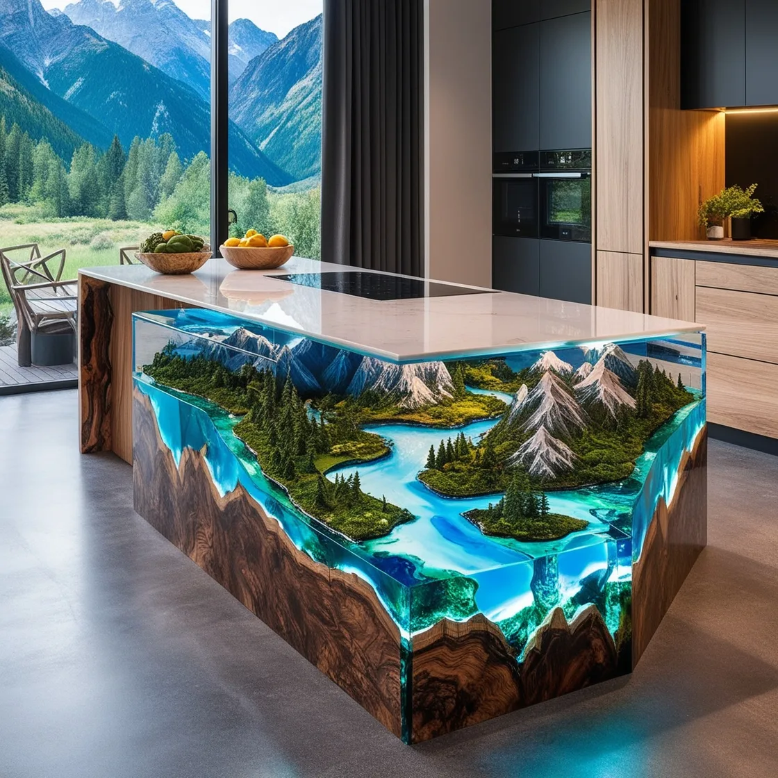 Transform Your Kitchen with Epoxy Active Scene Kitchen Islands