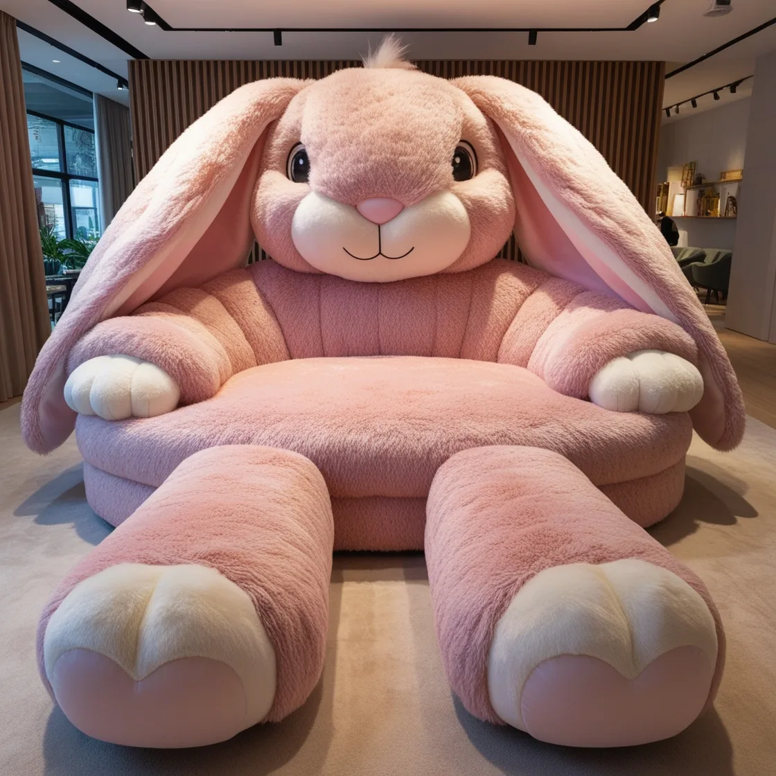 Relax in Whimsical Comfort with Giant Rabbit Loungers