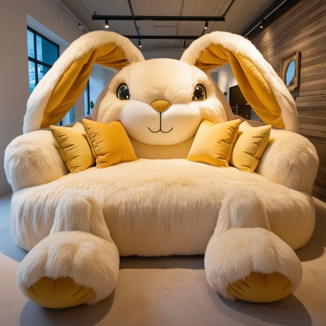 Relax in Whimsical Comfort with Giant Rabbit Loungers