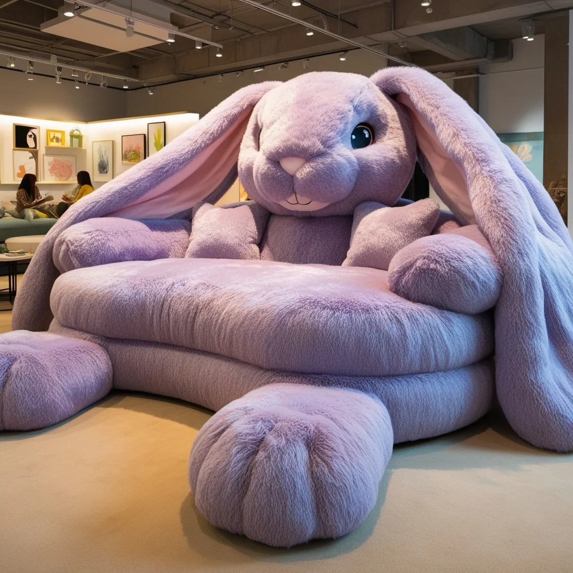 Relax in Whimsical Comfort with Giant Rabbit Loungers