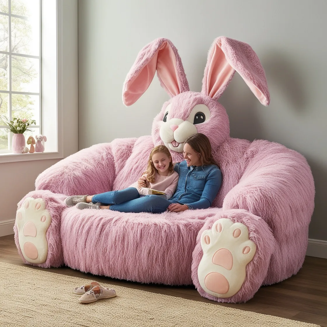 Relax in Whimsical Comfort with Giant Rabbit Loungers