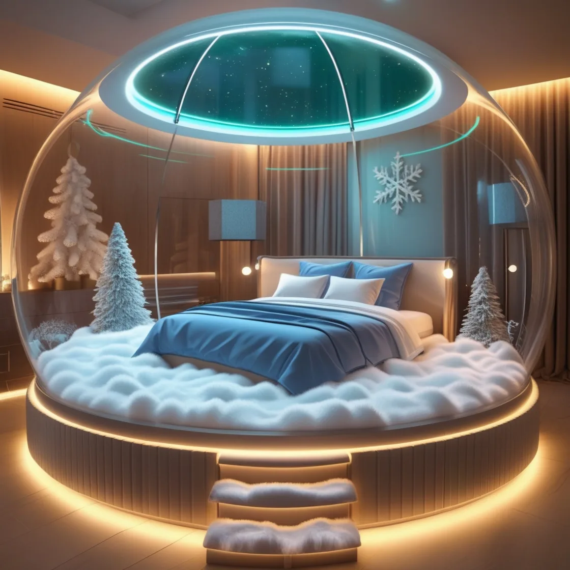 Dream Big with Giant Snow Globe Beds: A Magical Sleeping Experience