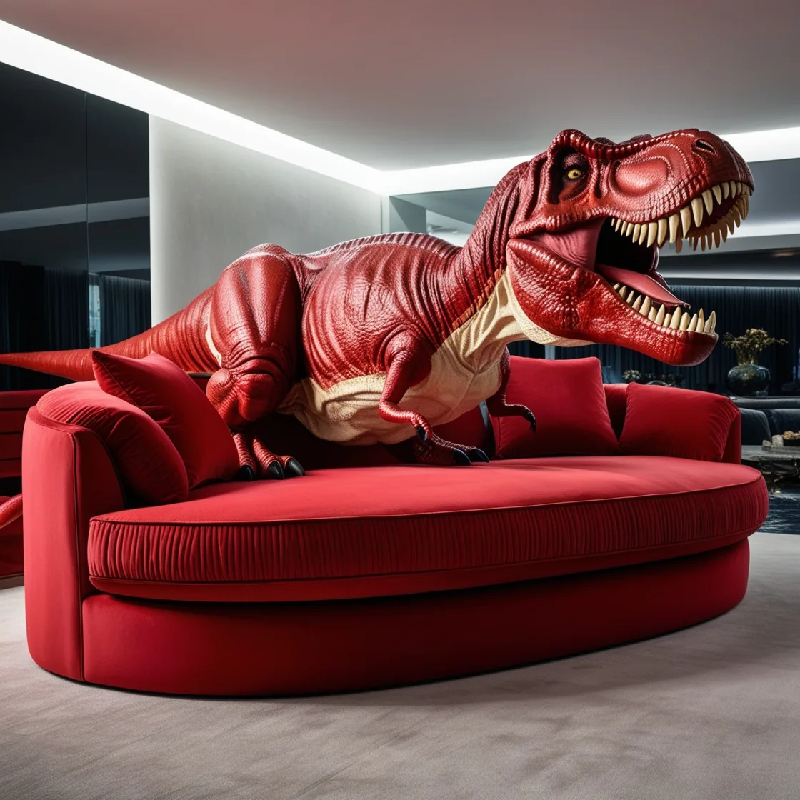 Relax in Prehistoric Style with the Giant T-Rex Shaped Couch