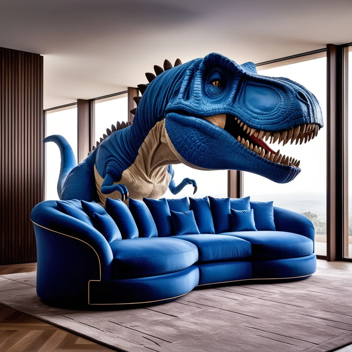 Relax in Prehistoric Style with the Giant T-Rex Shaped Couch