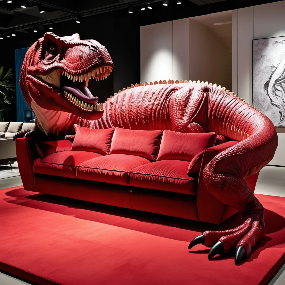 Relax in Prehistoric Style with the Giant T-Rex Shaped Couch