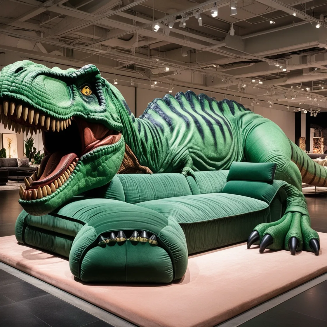 Relax in Prehistoric Style with the Giant T-Rex Shaped Couch